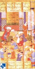 A miniature depicting discipline within a madrassah